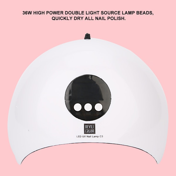 36W Intelligent UV LED-lampa för nageltorkning, dubbel ljuskälla, poleringslampa, manikyrhärdningsmaskin