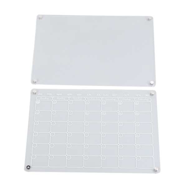 2 st Magnetisk Akrylkalender för Kylskåp 40x30cm Tidsplanering Kylskåp Månadsvis Whiteboard för Planering