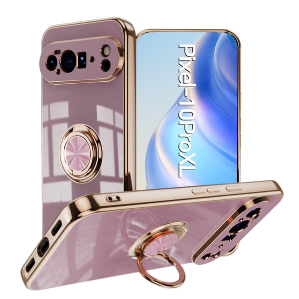 6D Galvanisert Ensfarget Ringstativ Magnetisk Telefondeksel til Google Pixel 11 Pro - Lilla Purple Pixel 11Pro