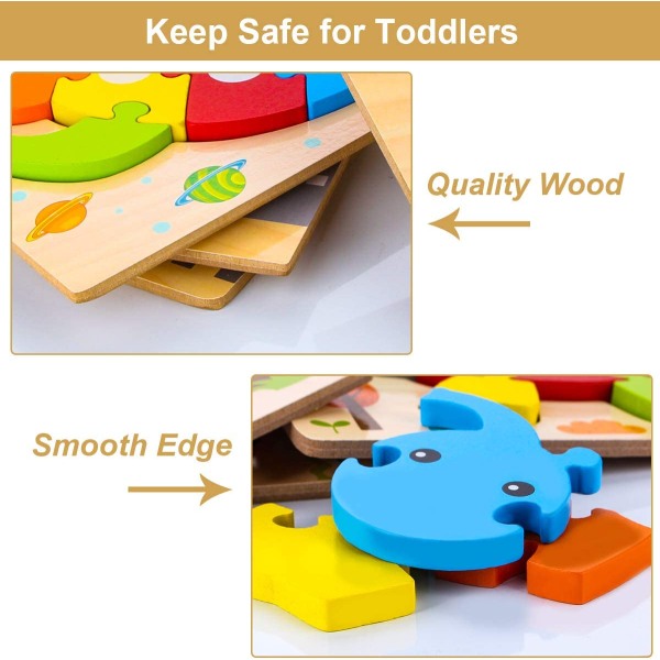 Träpussel för toddler , presentleksaker för 1 2 3 år gamla pojkar