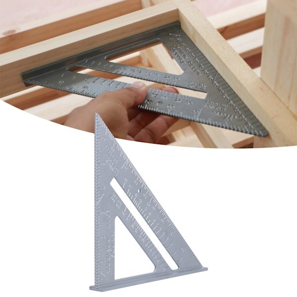 Trekantlinjal i aluminiumlegering 7 tommer 45/90 grader Tykkere måleverktøy for håndverk Trefabrikasjon