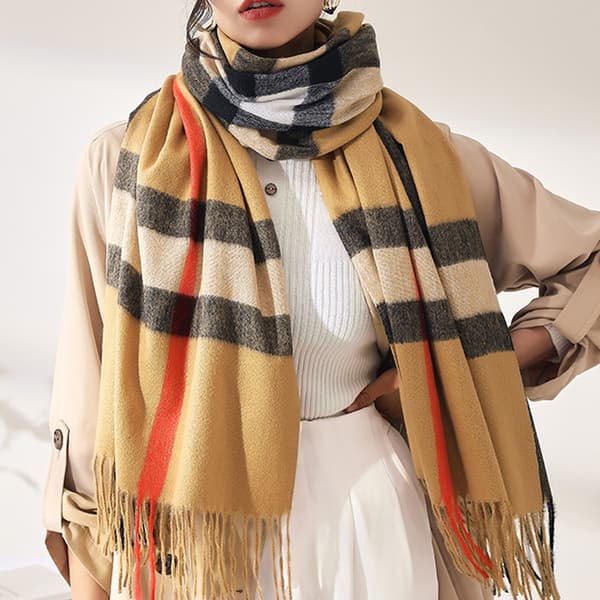 Rutete vinter-skjerf for kvinner, langt og tykt oversized rutete skjerf for høst/vinter, varmt sjal