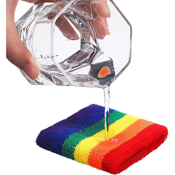 3-osainen set, sisältää urheilullinen päänauhan ja rannenauhat, raidalliset hikinauhat urheilullisille miehille ja naisille (Rainbow) 3 dollaria.