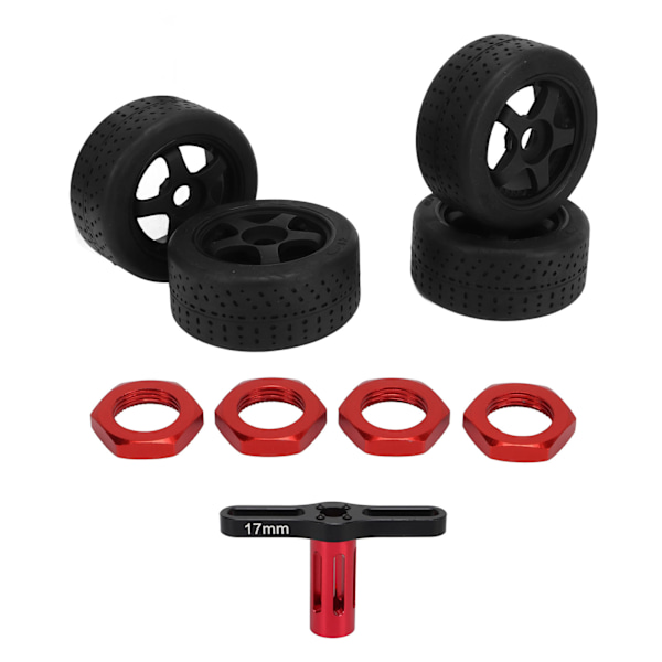4st RC Däck 17mm Hex Plastfälgar Gummidäck Set 5-Ekrar RC Hjul för ARRMA INFRACTION V2 FELONY EX 07 1/7 RC Bil Svart