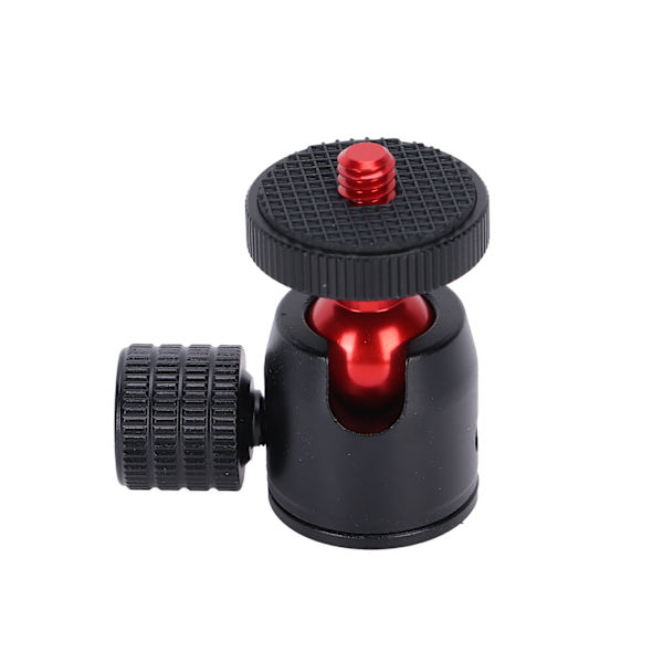 Mini Tripod Kulhuvud med 1/4 Tums Skruv och Hotskoadapter för DSLR-kamera Ringljus Röd Kula