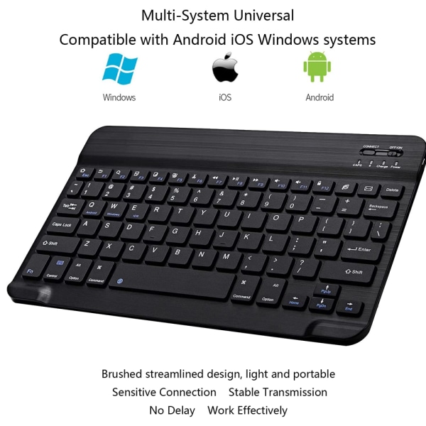 10 tommer slankt genopladeligt Bluetooth-tastatur-iOS/Android