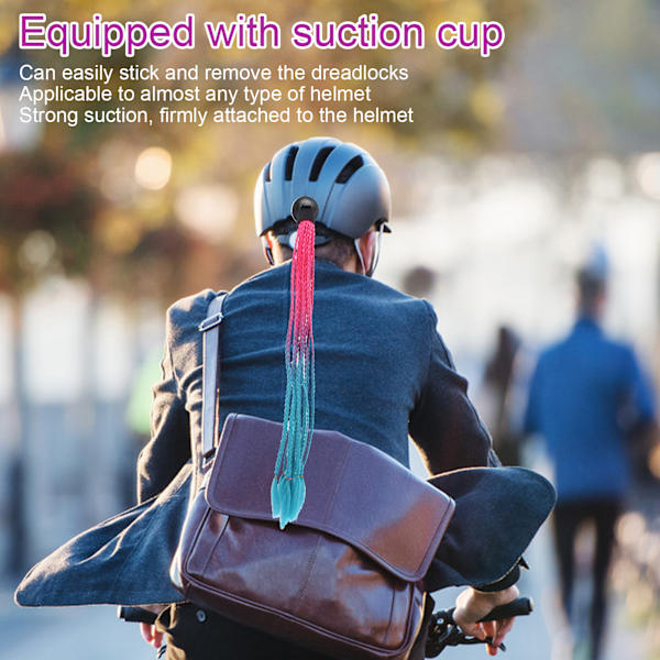 Hjälmfläta Dekoration Motorcykel Trendig Gradient Hjälm Dreadlocks Peruk Ros Röd Blå Sjö