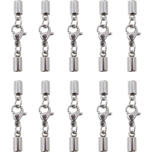 Honbay 10PCS 3mm Stainless Steel Leather Cord End Caps with Lobs