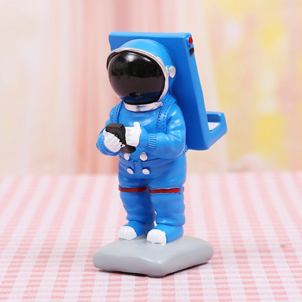 Mobiltelefonhållare i Resin-form av astronaut, miniatyrfiguriner, hantverk, skrivbordsdekoration, blå