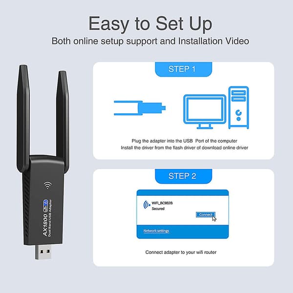 Livstids teknisk support til din USB 3.0 Dual-Band WiFi-adapter: Oplev hurtig dataoverførsel og problemfri forbindelse med MU-MIMO-teknologi