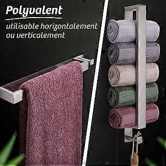 Pyyheteline kylpyhuoneeseen, ei porausta - 40cm (Hopea)