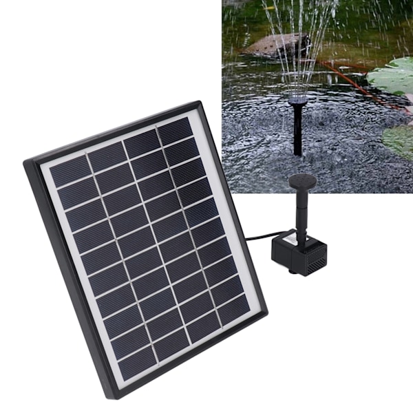 Solar Fountain 10V 6W Easy Installation 0‑200L/h Anti Congestion Replaceable Nozzle Solar Bird Bath for Pond Pool Garden