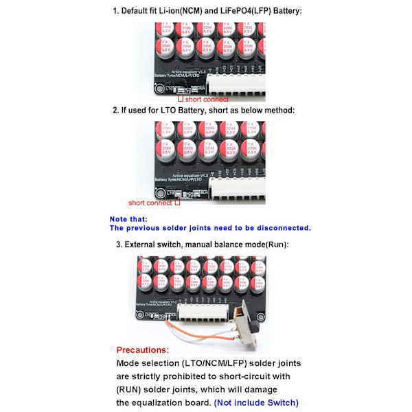 Batteri Aktiv Udligner 10 til 14S Aktiv Udligner Balancer NCM Li Ion LTO Batteri Balancemodul 1.8‑4.5V