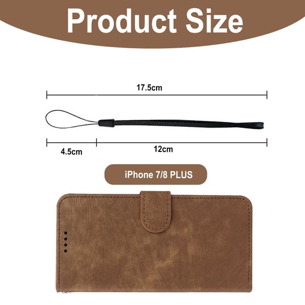 Suede Magnetisk Etui til iPhone 7+/8+ med Magnetisk Lukning. Brun One Size Brun