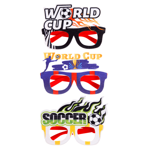 3 stk. Soccer Party Solbriller 2022 World Glasses Novelty Brille
