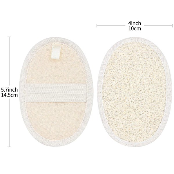 2 Pack Loofah Sponge Pads, 100% Natural Luffa and Terry Cloth Exfoliating Loofah Sponge Scrubber Body Glove for Spa, Bathing and Shower