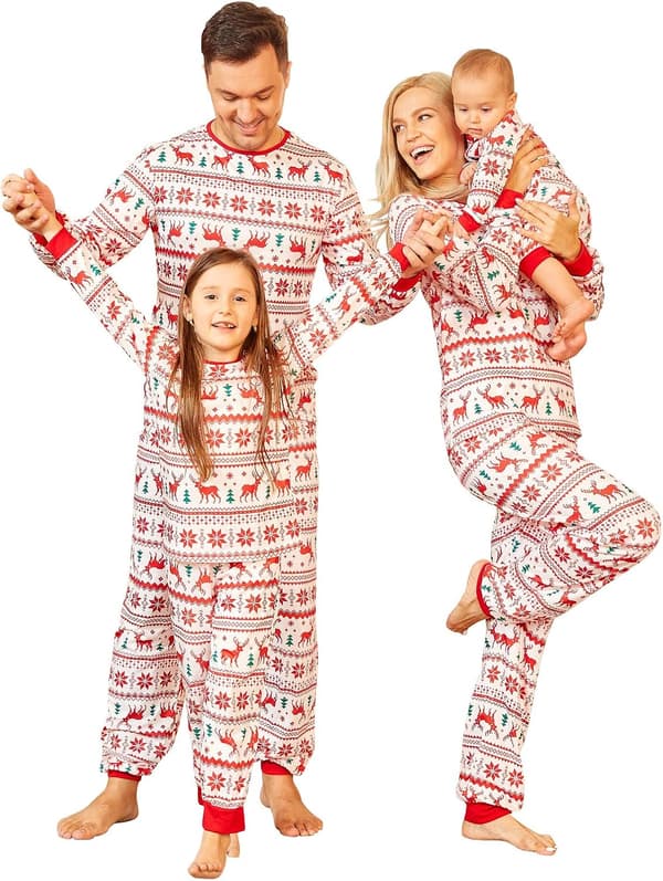Matchende familiepyjamas julesæt, matchende sæt julepyjamas til familiepyjamas