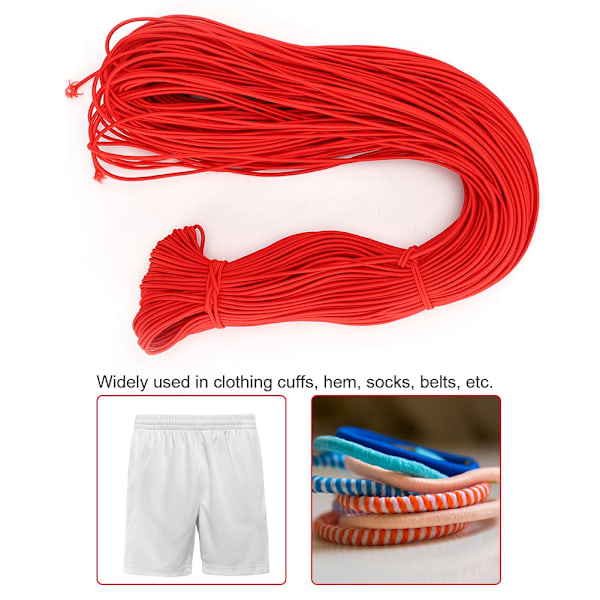 100m / 328,1ft Farvet Polyester Rund Elastisk Snor Tøj Elastisk Tøjtilbehør Rød