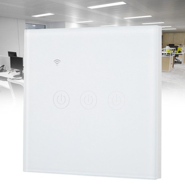 3-vägs Smart Ljusströmbrytare Panel Beröringskänslig Trådlös Enstaka Nollbrandledning Universal 200‑240V ACWIFI