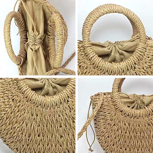 Kvinders halm crossbody taske sommer strand vævet skuldertaske