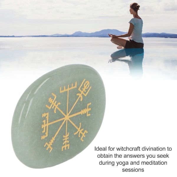 Helande Kristallsten Graverade Nordiska Vikingasymbolstenar Meditation Helande Platt Oval Symbolsten Grön
