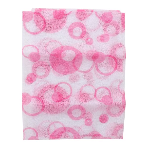 Tryckt Exfolierande Rygg Scrubber Duschnät Rengöringsverktyg Badboll Skumhandduk Rosa