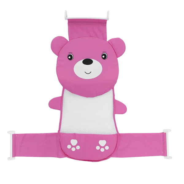 Baby Bade Net Justerbar Anti-Skrid Net Lomme Baby Bade Bruse Mesh Sæde (Pink)