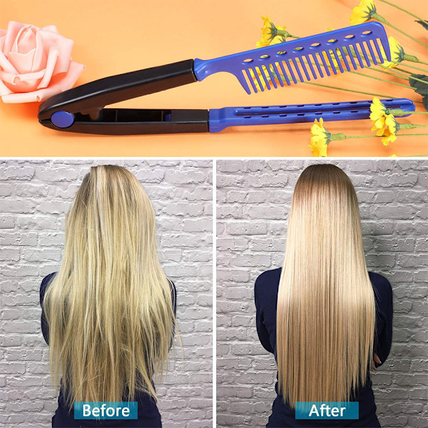 2 st Smoothing Comb Salon Hårborste Kam Salon Styling Hår Räta V Form Smoothing Comb för Astige Hår