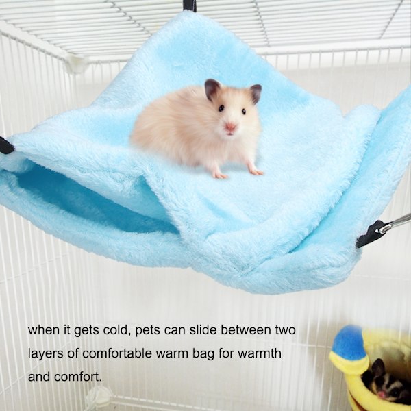 Small Pet Hammock Soft Hanging Sleeping Bag Bed with Hook for Hamsterblue L