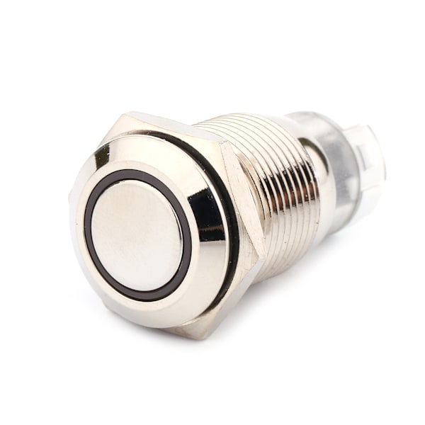 Auto 16mm 1NO 1NC Tilkobling 12V Metall LED Bryter Låsing Trykknapp LJ