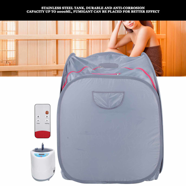 2L Dampmaskine med Bærbar Sauna Dampbad Foldbar Damp Sauna til Husholdning UK Stik 220V