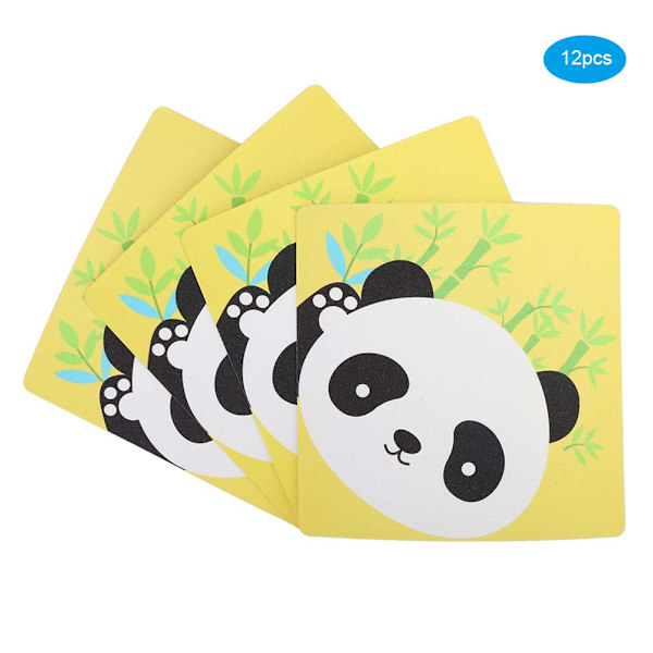 Tegnefilm Dyre Mønster Gulv Anti-Skrid Sikkerhedstape Frostbelagt Trapper Badeværelse Anti-Skrid Sticker Patch 12stk/Pose Gul+Panda