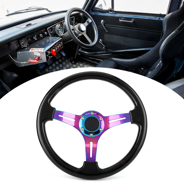Racingratt, Ersättning 350mm Dia Universal Djup Tallrik 6-Hål Svart Med Horn Wire