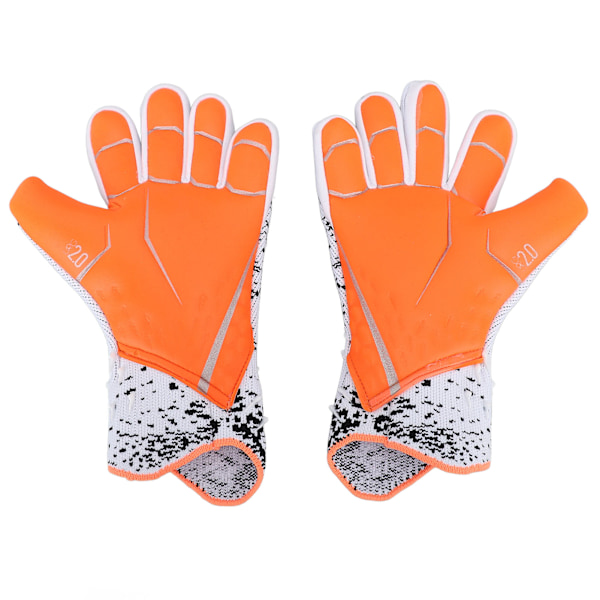 2 st Fotbollshandskar Nylon Polyuretanfiber Latex Andningsbara Starkt Grepp Målvaktshandskar för Träning Tävling Vit 7