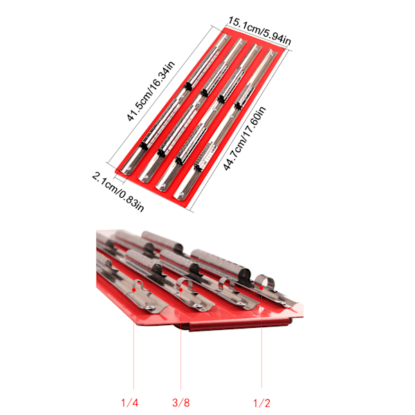 Bærbar Sokkel Organizer Bakke med 1/4‑Tommer 3/8‑Tommer 1/2‑Tommer Sokkelholdere til Autoreparation