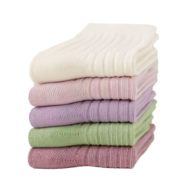 5 Par Crew Toddler Strumpor Enfärgade Mellanhöga Mjuka Bomullsstrumpor för Höst Vinter XL (17‑19cm för 8‑12 År)