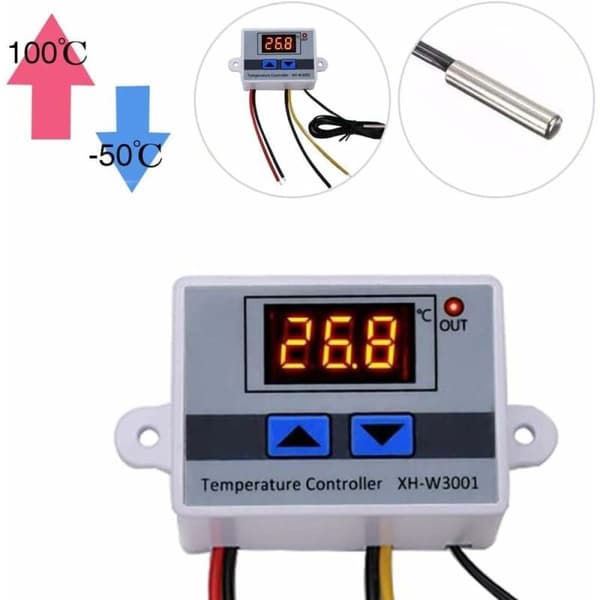 Temperaturregulator til køle- og varmesystemer, digital temperaturregulator med LED-skærm og vandtæt sensorprobe, programmerbar