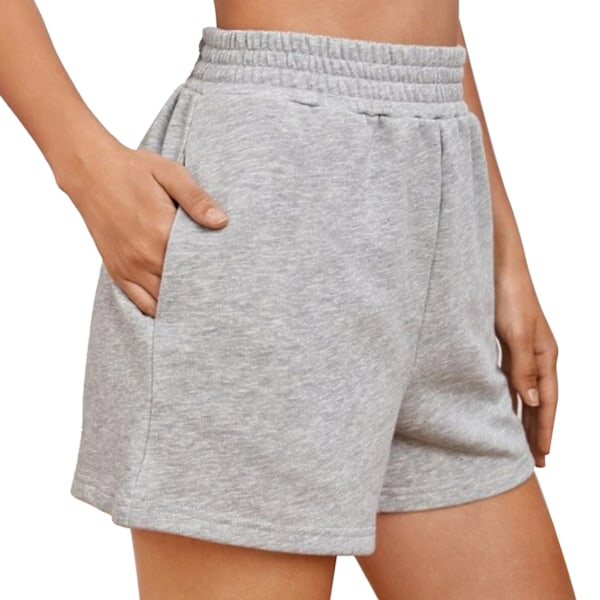 Vidde Ben Shorts Elastisk Høy Midje Ensfarget Casual Tilpassede Sports Shorts for Kvinner Dating Grå XL
