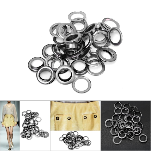 100 stk Messing Stoff DIY Verktøy Strikking Tilbehør Anti Rust Lær Håndverk Øye (Svart 14mm)