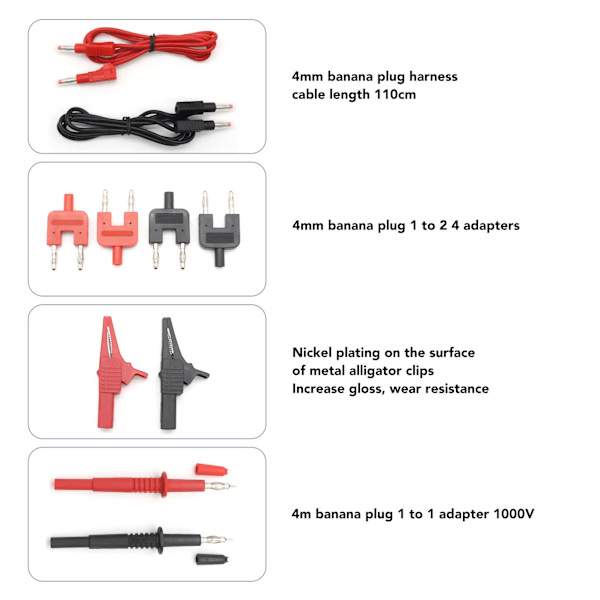 Sett med testledninger for bilkretser, multimeter, elektriske testere, diagnostiske verktøy, ledningskontakter, adapterkabler med bæretaske