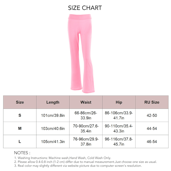 Dam Enfärgad Utsvängd Byxa Butt Lifter Stilren Slim Fit Bell Bottom Byxor för Daglig Fritid Rosa M