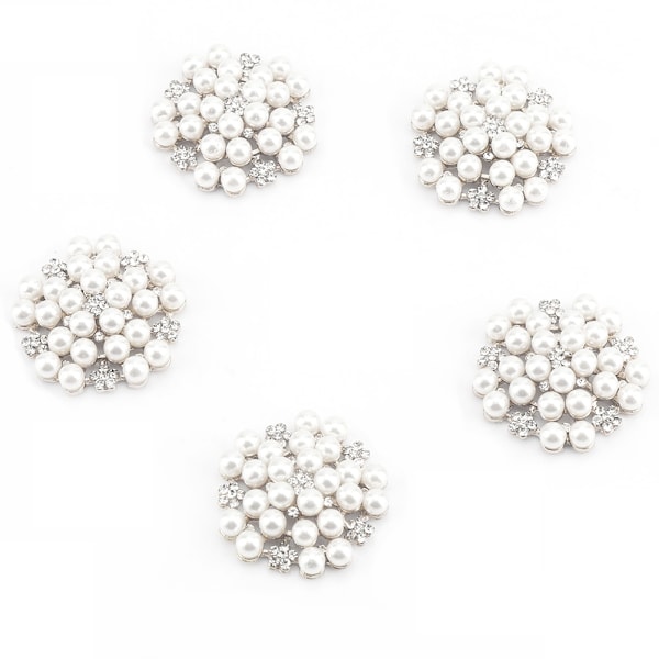 5 st DIY Pärlor Rhinestone Dekoration Flatback Spänne Bröllop Inbjudan Hårbåge (Silver)