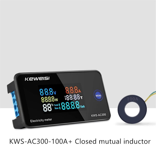Amp Volt Multimeter, Digitalt AC Multimeter LCD HD Display til Multi-parameter Måling, 300V AC 100A med High-definition LCD Display og Reset