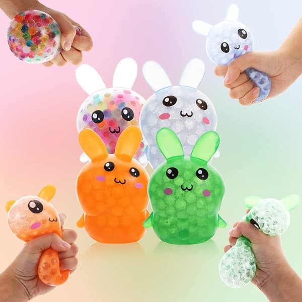 Squishy Påskehare Stressbolde, Påskekurvsfyld, Stresslindrende Fidgetbolde med Blød Klemmetekstur, Søde Hareformede Sensoriske Fidget Legetøj
