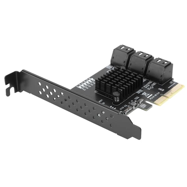 6-Port Riser-kort, PCIe SATA-udvidelseskort med høje hastigheder 6Gbps support, understøtter AHCI-tilstand og Native Command Queue, SATA 3.0 Controller Hub