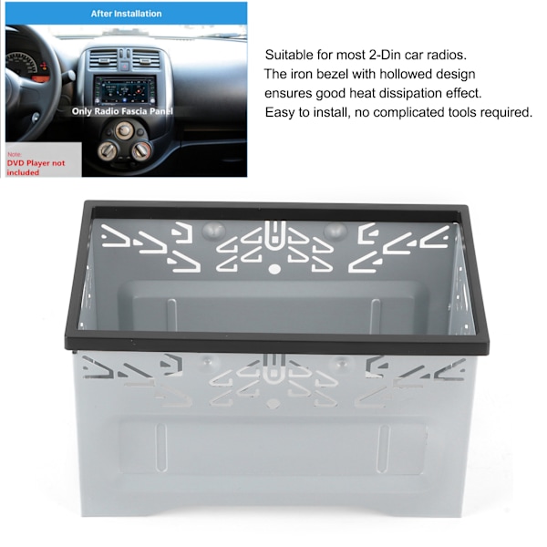 2-Din Mittkonsol DVD-spelarram Navigationsram Fascia Trim Kit Universal Tillbehör
