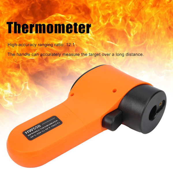 Temperaturmålingsgevær Ikke-kontakt Infrarød Bærbar Håndholdt Termometer HW550 (Orange)