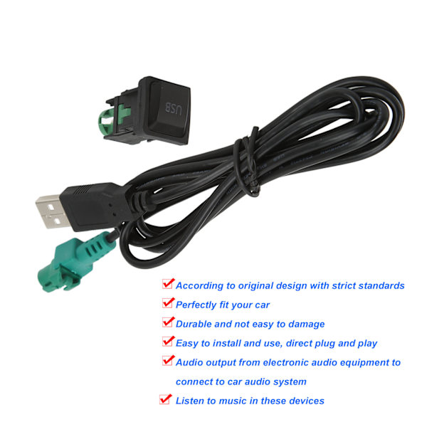 Bilradio USB-bryterpanelkabeladapterenhet erstatning for Octavia Fabia RCD510 RCD310