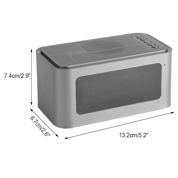 Multifunktionell Bluetooth Digital Väckarklocka LED Stereo Högtalare FM-radio/MP3-spelare/TF Silver