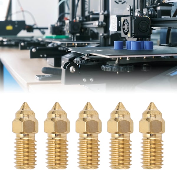 5 stk 3D-printerekstruderdyse Messing M6 Høyhastighetsprinterdyse for End 5 S1 End 7 1.75mm 0.8mm / 0.03in